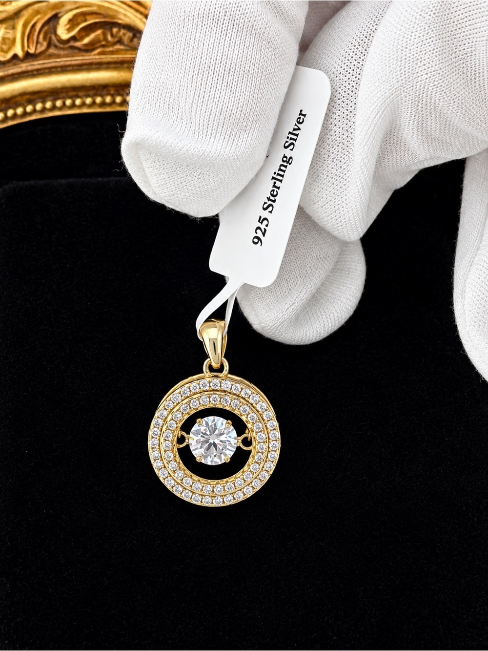 14 karat gold over sterling silver, floating pendant necklace $370 retail